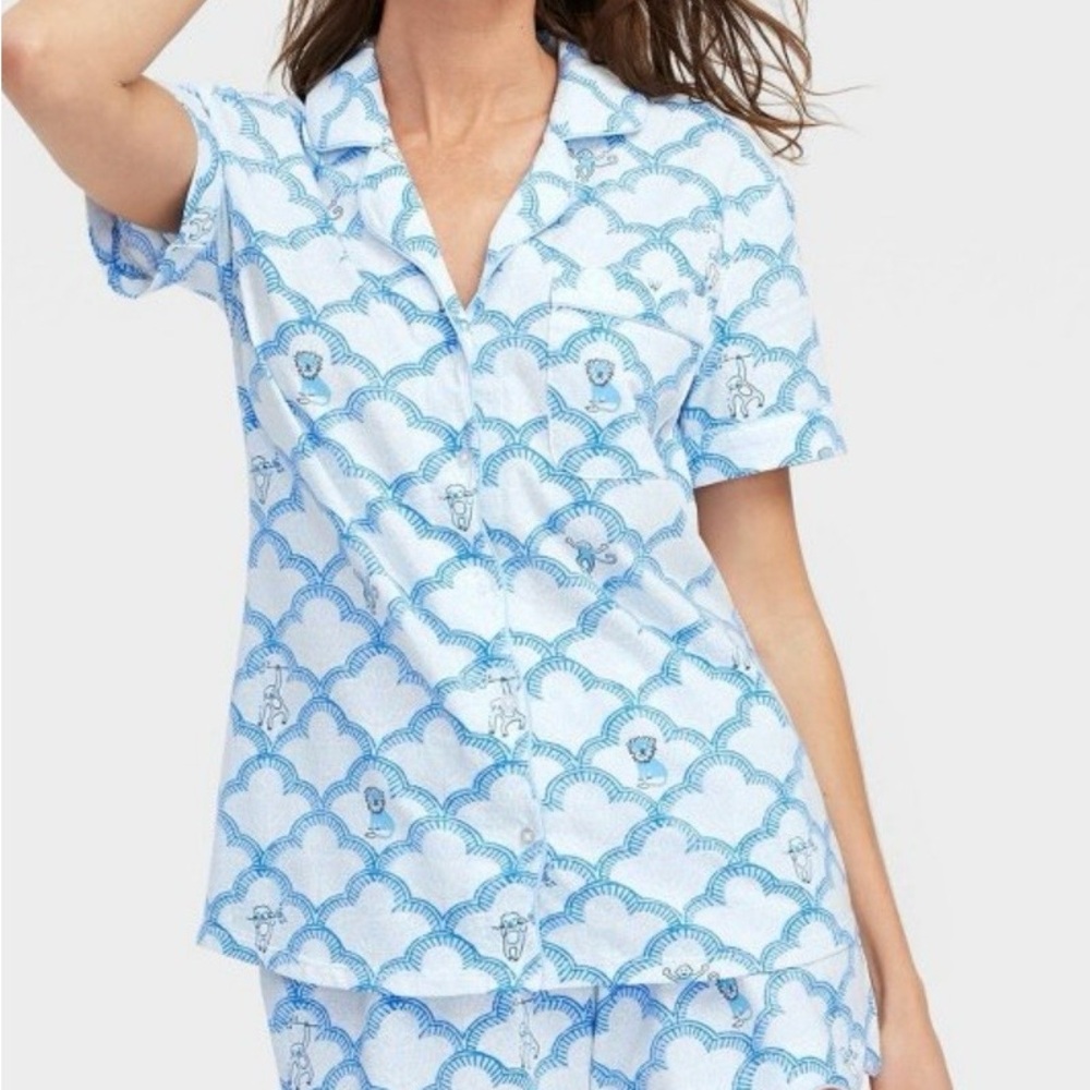 Target Roller Rabbit Blue & White Printed Pajama Set